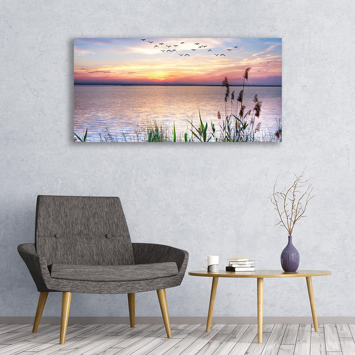LEINWANDBILD 120x60 cm Pastellhimmel - Multicolor, Textil (120/4cm) - TULUP