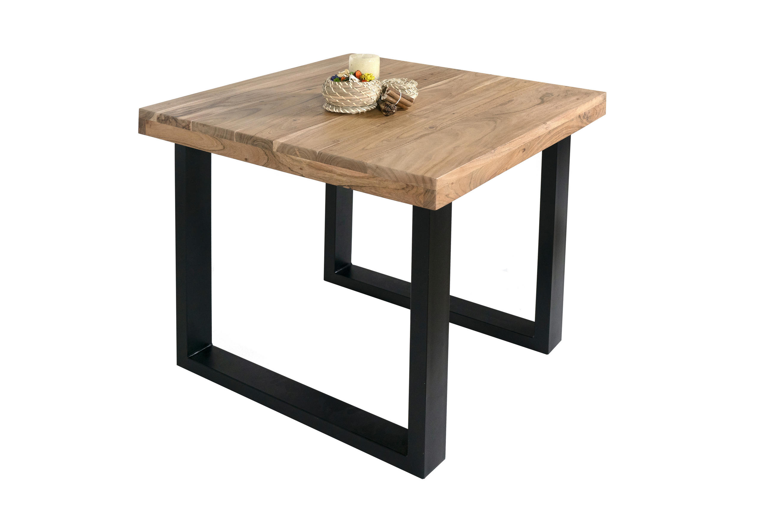 ESSTISCH RIO - Beige/Schwarz, Holz/Metall (80/80/77cm) - SAM