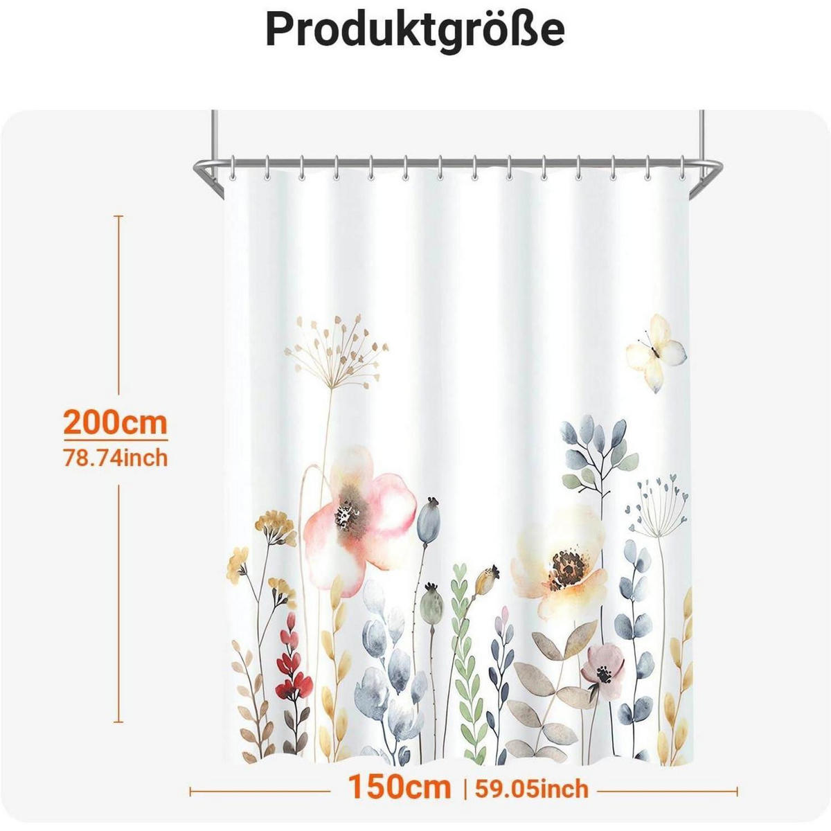 DUSCHVORHANG Blumenmuster 150 x 200 cm - Multicolor, Textil (150/200cm)