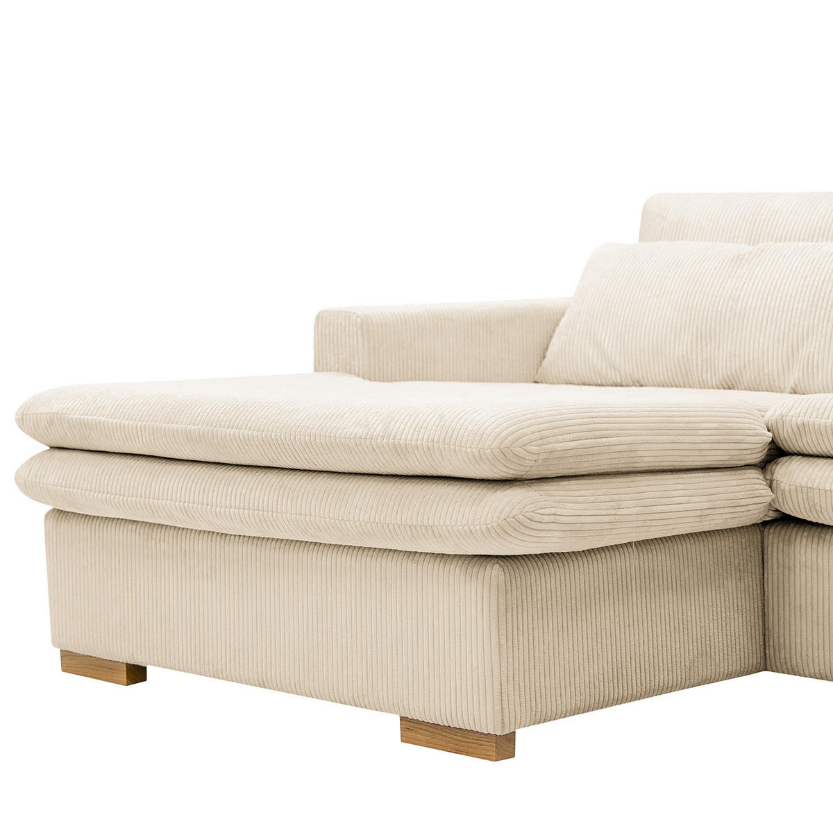 ECKSOFA mit Longchair - Creme, Textil (299/164cm) - home24