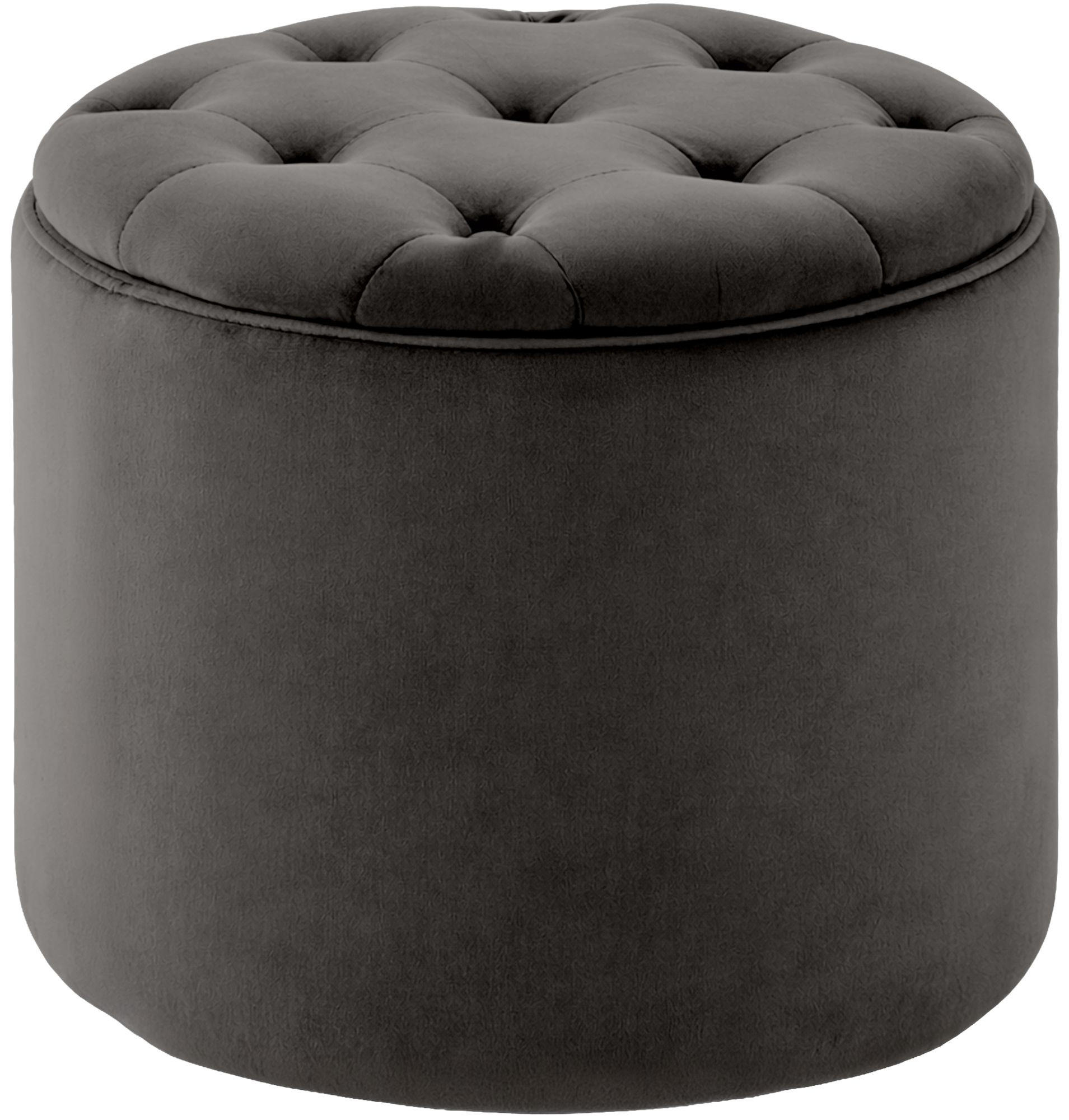 SITZWÜRFEL rund Samt Grau - Schwarz/Grau, Holz/Textil (44/42/44cm) - CLP