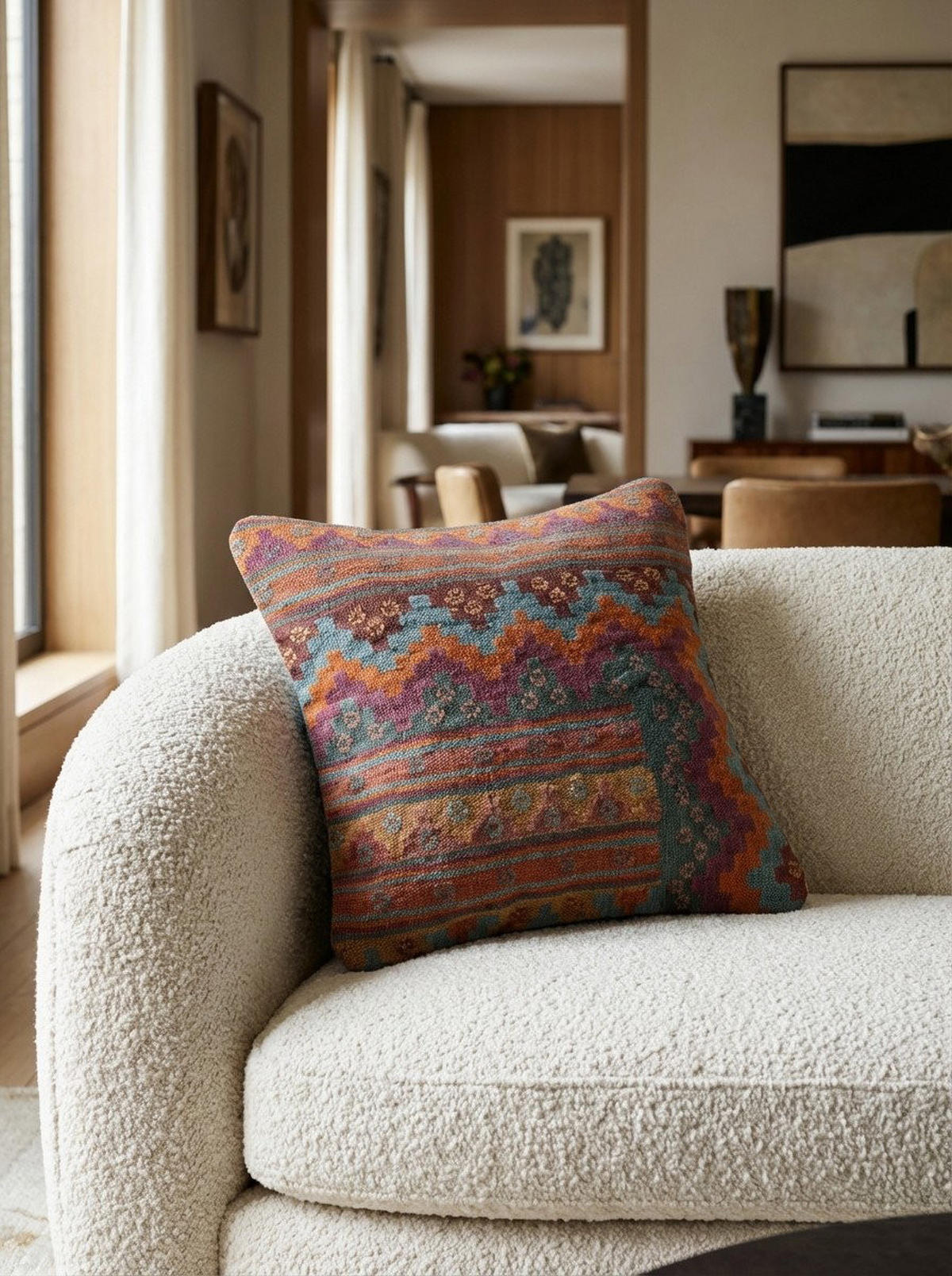 KELIM-KISSEN Mehrfarbig 50/50 cm Schurwolle - Multicolor, Textil (50/50cm) - Looma
