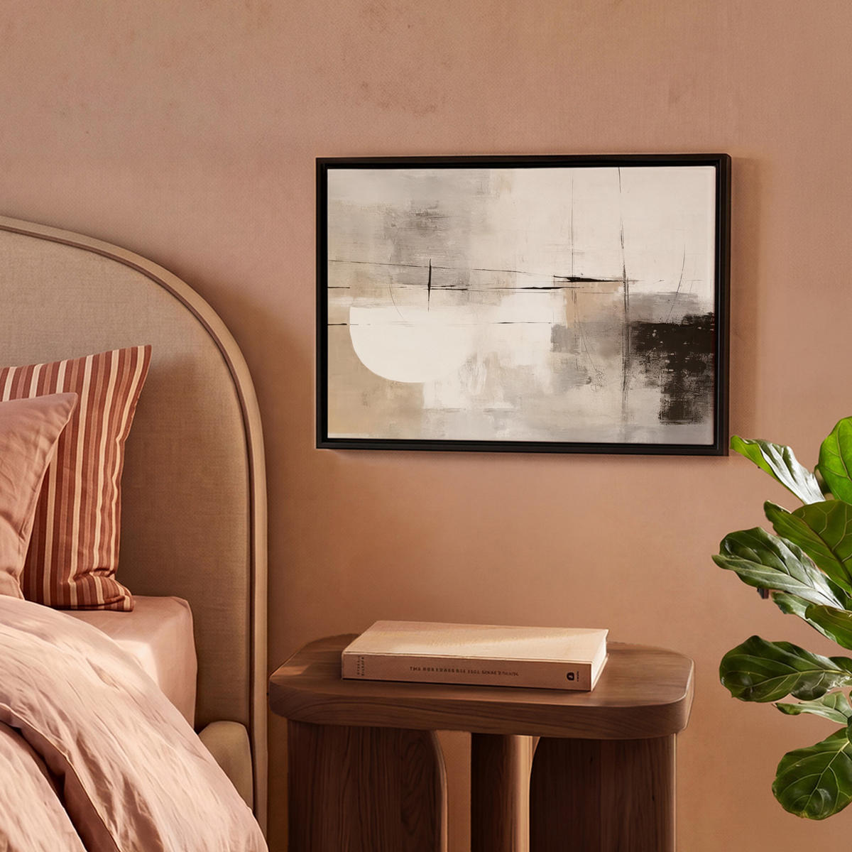LEINWAND Bilder mit Rahmen - Abstrakt - Kunst - Grau - 40x30 - Hellgrau, Textil (40/30cm) - MuchoWow