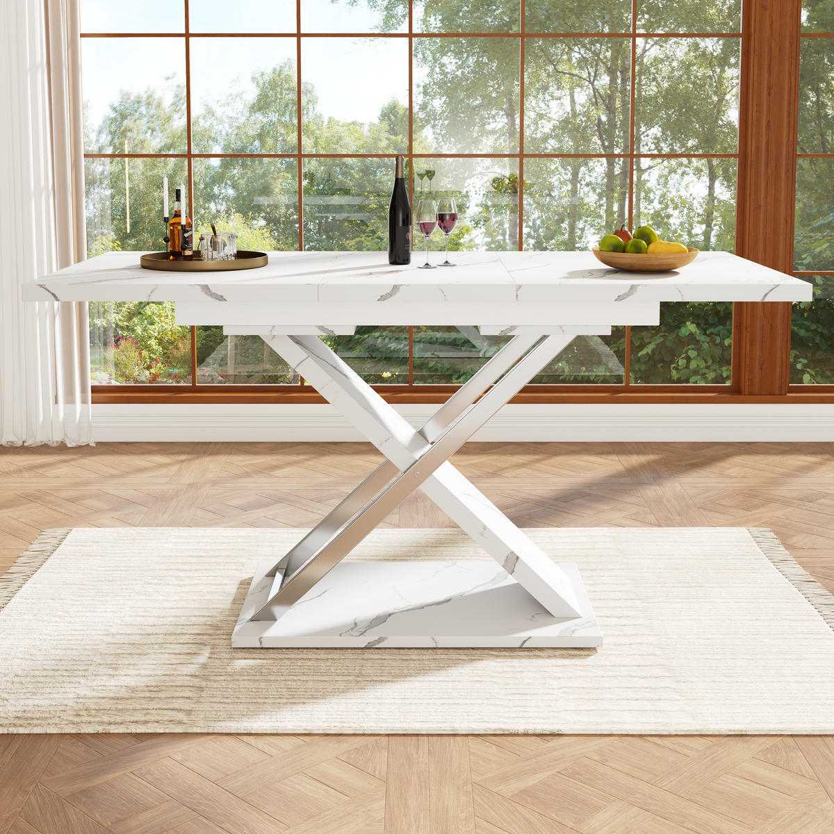 ESSTISCH Weiß 157/75/76.4 cm - Weiß, Holz/Metall (75/157/76.5cm) - Urban Meuble
