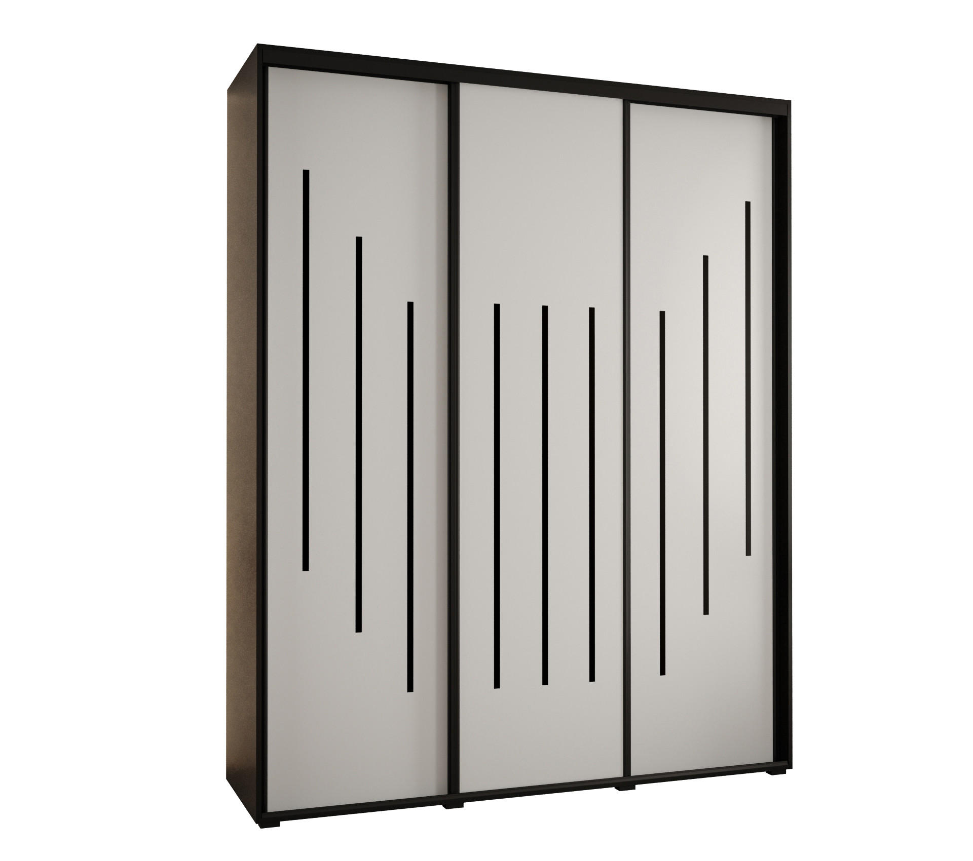 Abiks Möbel Schwebetürenschrank Schwarz, Weiß, Schwarz 200x235x45 cm