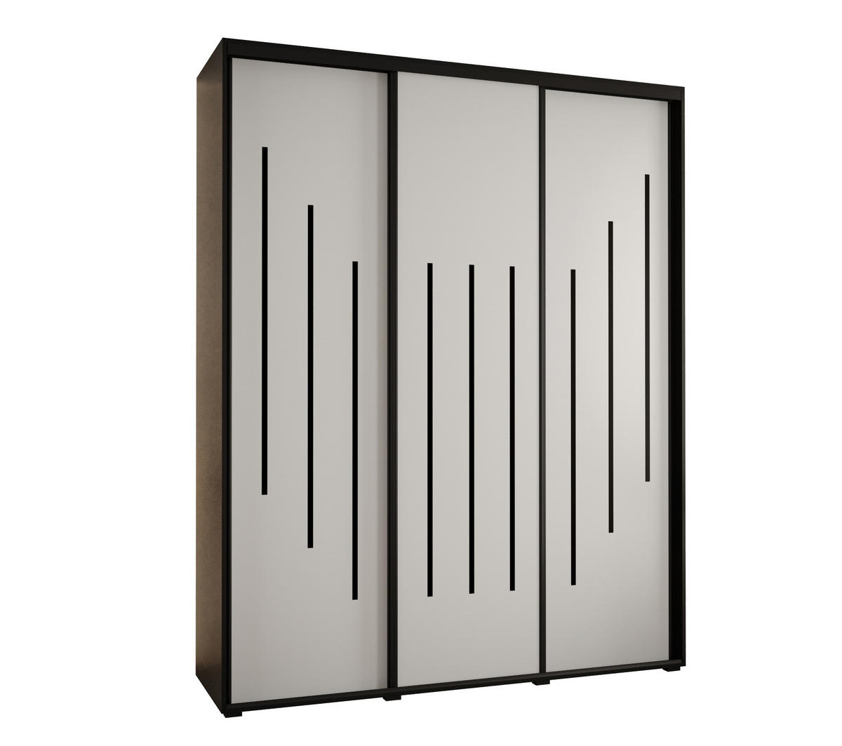 SCHWEBETÜRENSCHRANK 235,2/200/60 3-türig - Schwarz/Weiß, Holz/Metall (200/235/60cm) - Abiks Möbel