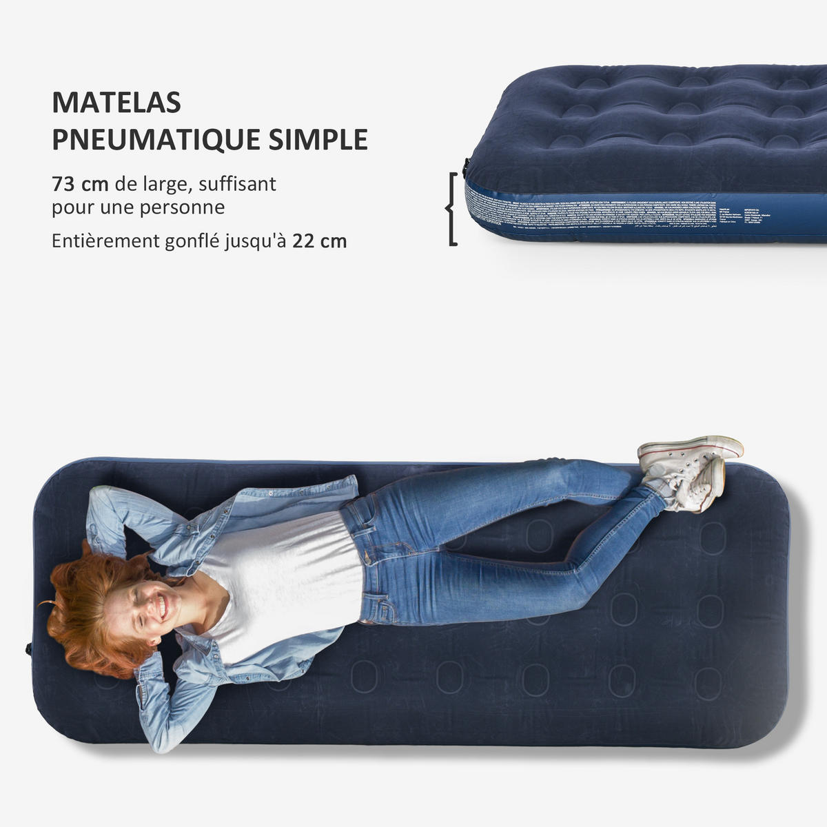 LUFTMATRATZE DE-18898 einfach, mit integrierter Handpumpe Blau - Blau, Kunststoff - ComfortXL