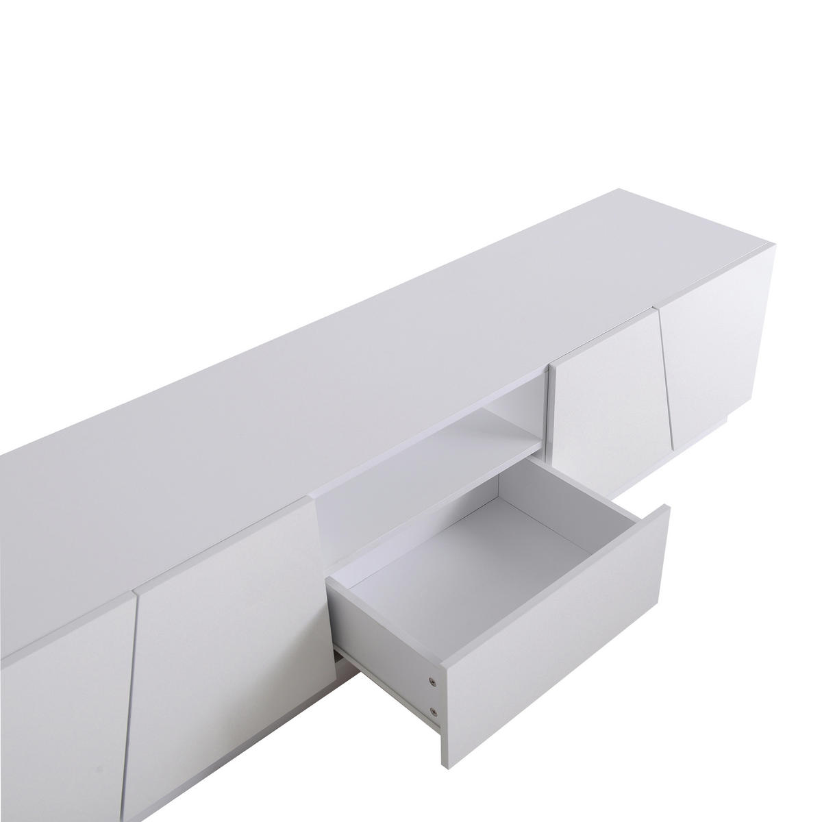TV-SCHRANK 170/42/37 cm Weiß MDF mit unregelmäßigen Schnittdesign - Weiß, Holzwerkstoff (170/42/37cm) - OKWISH