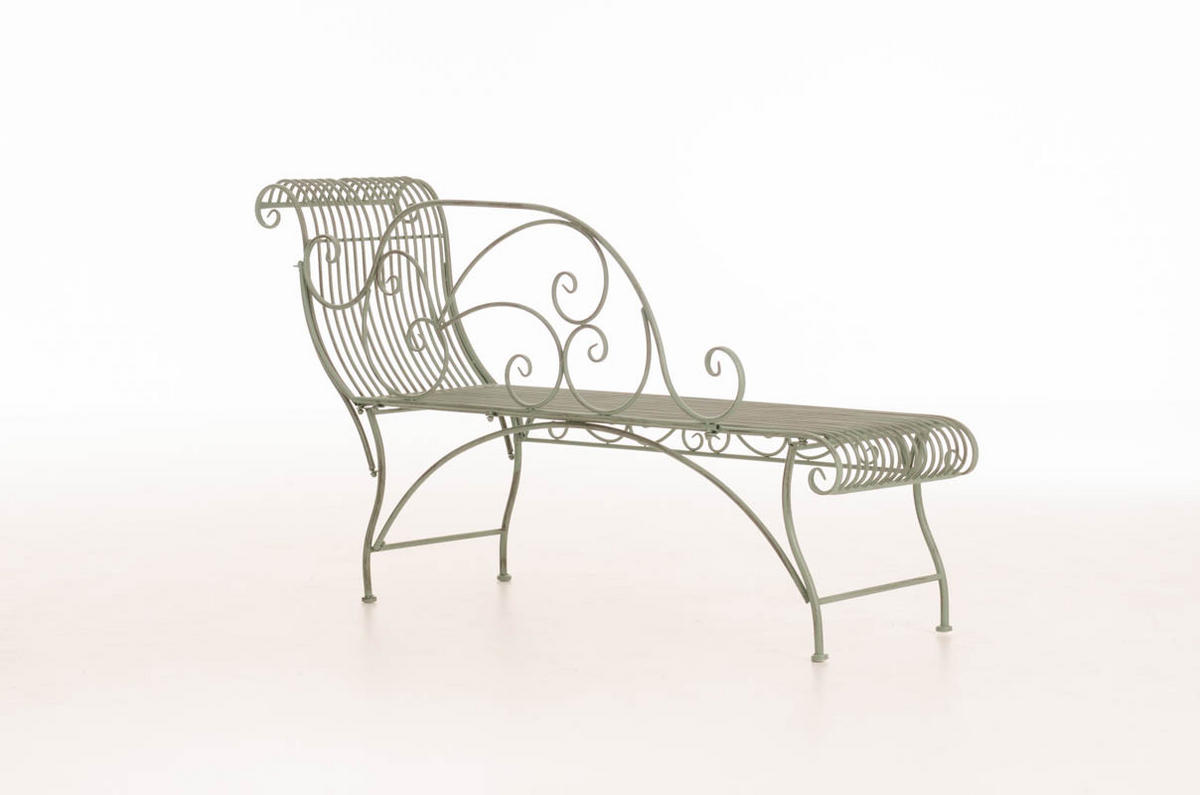 GARTENBANK Sizon Metall Grün 156x46x78cm Gartenliege - Grün, Metall (156/78/46cm) - DELUKE