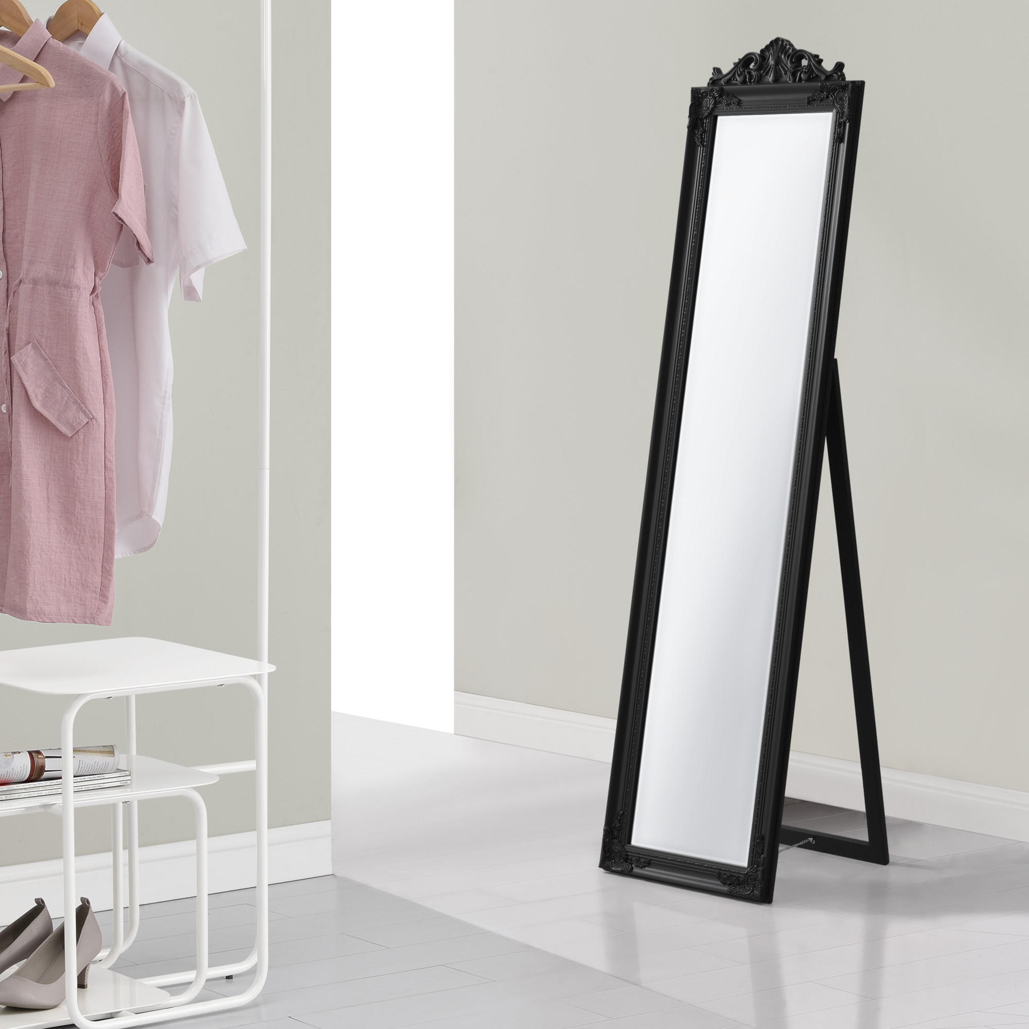 STANDSPIEGEL Arezzo - Schwarz, Glas/Holz (28.5/160/140cm) - [en.casa]