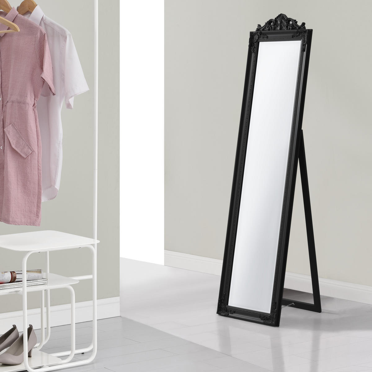 STANDSPIEGEL Arezzo - Schwarz, Glas/Holz (28.5/160/140cm) - [en.casa]