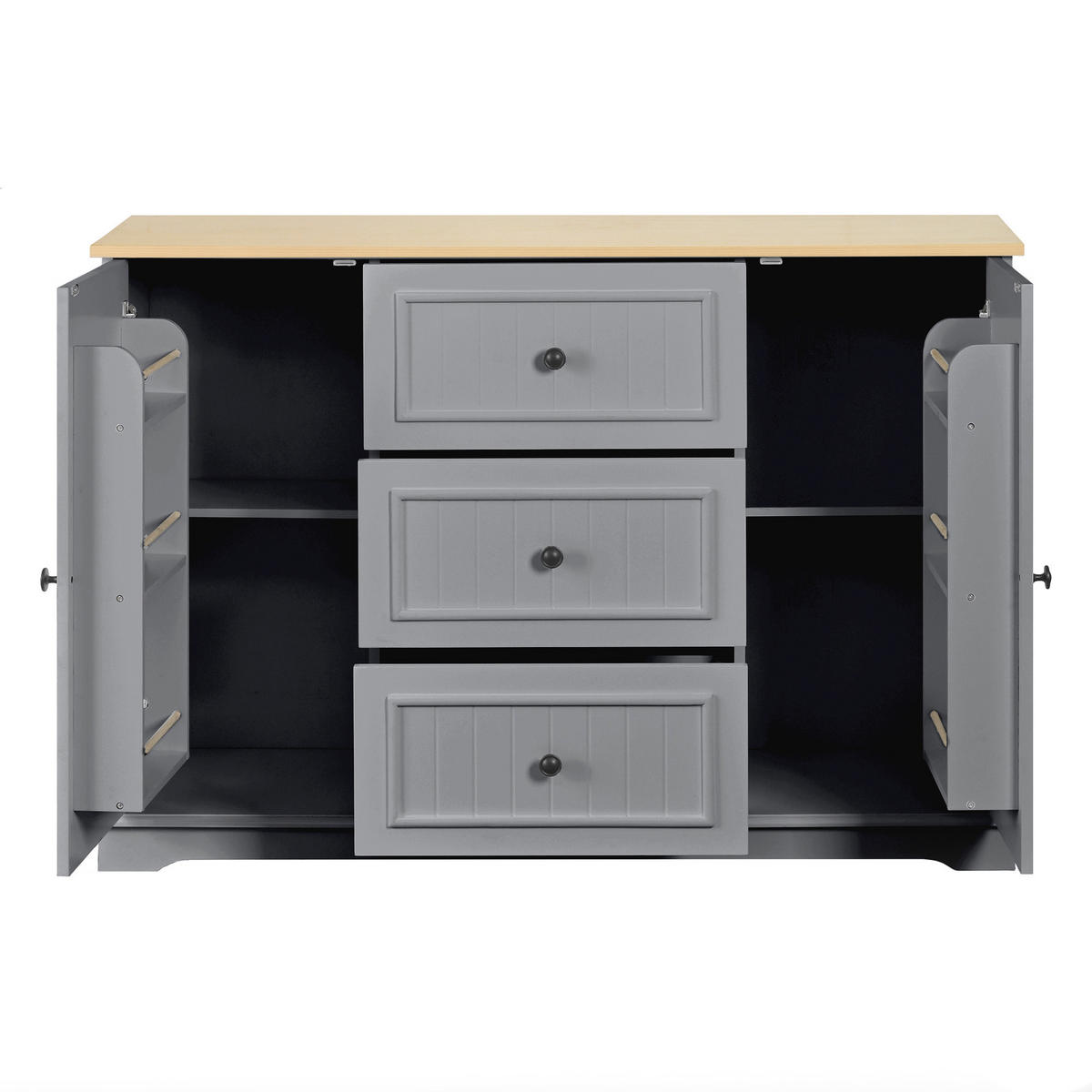 KOMODA se 3 zásuvkami a dvířky v designu lednice - šedá, kompozitní dřevo (126/86/40cm) - Urban Meuble