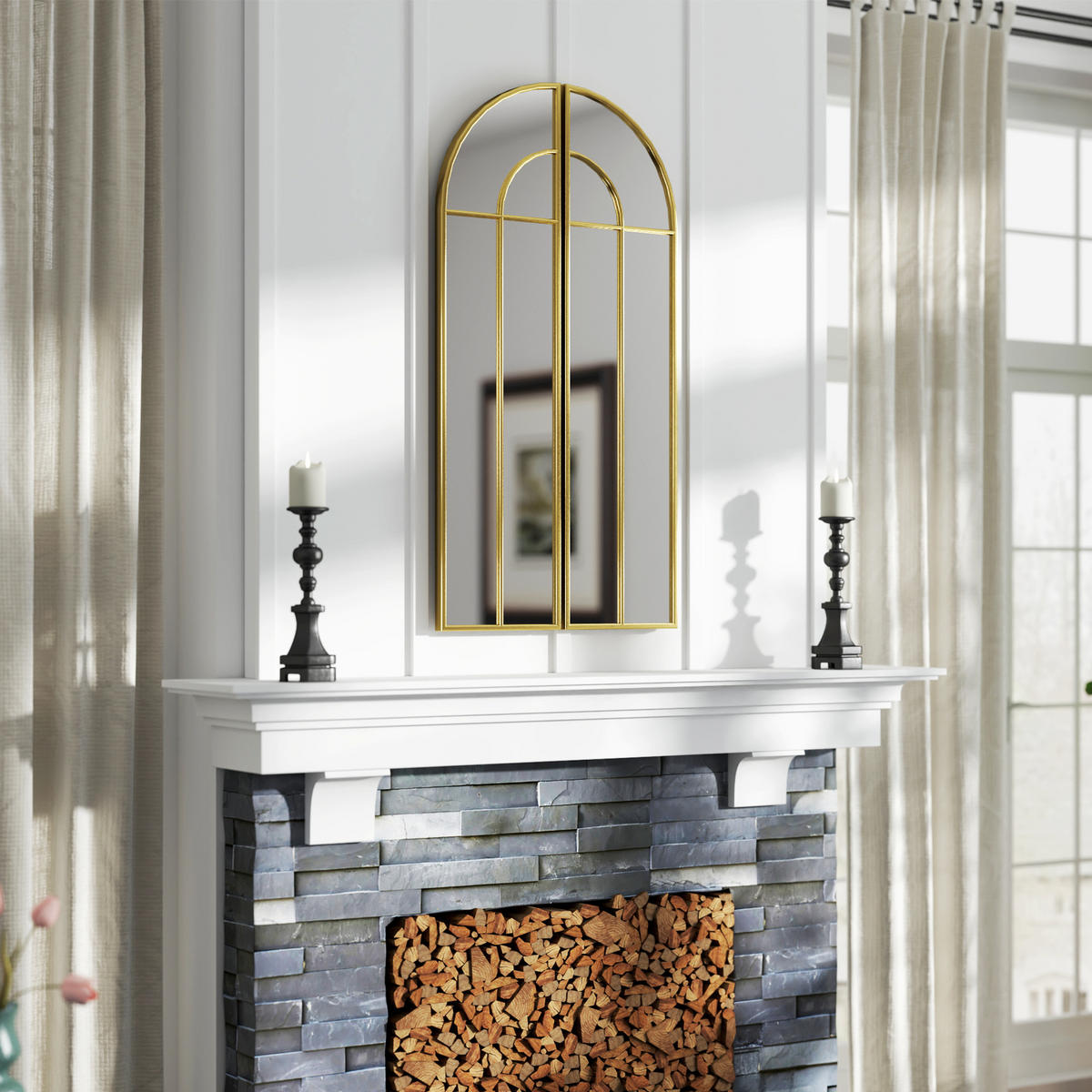WANDSPIEGEL DE-14292 Bogenform 30x120 cm Gold - Goldfarben, Glas (30/120/3cm) - ComfortXL