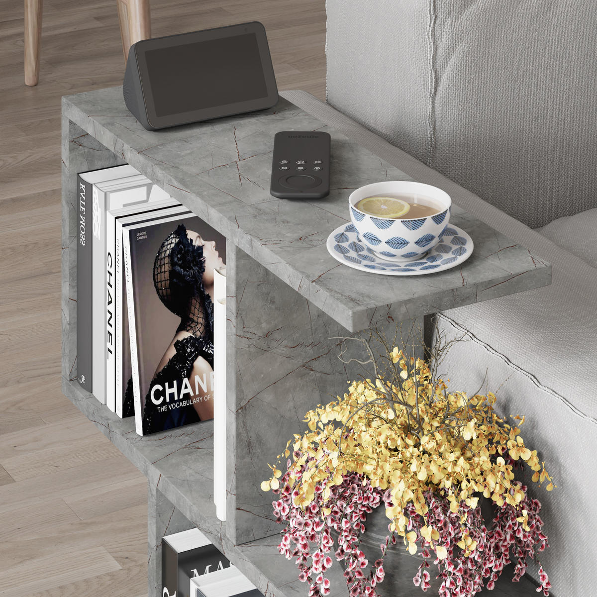 BEISTELLTISCH Homemania Gold-Marmor-Effekt 60/20/60 cm - Goldfarben, Holzwerkstoff (19.6/60/59.4cm) - Decortie