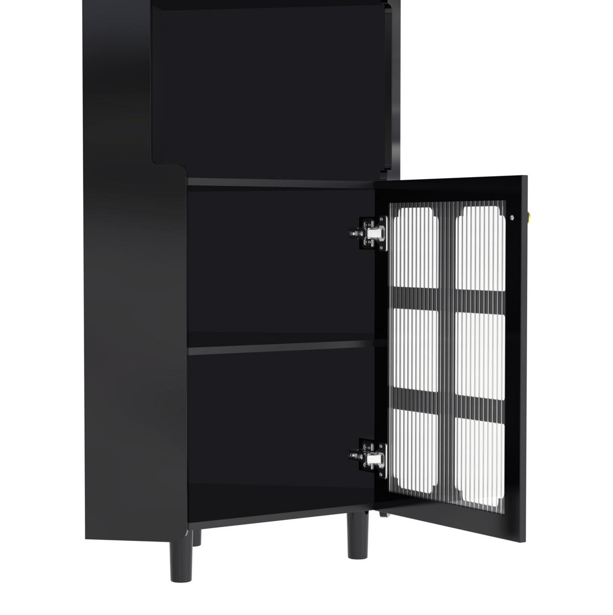 HOCHSCHRANK 63,5/157,5 cm aus MDF mit App-gesteuerter LED-Beleuchtung Schwarz - Schwarz, Holzwerkstoff (63.5/157.5/17cm) - Modenvie