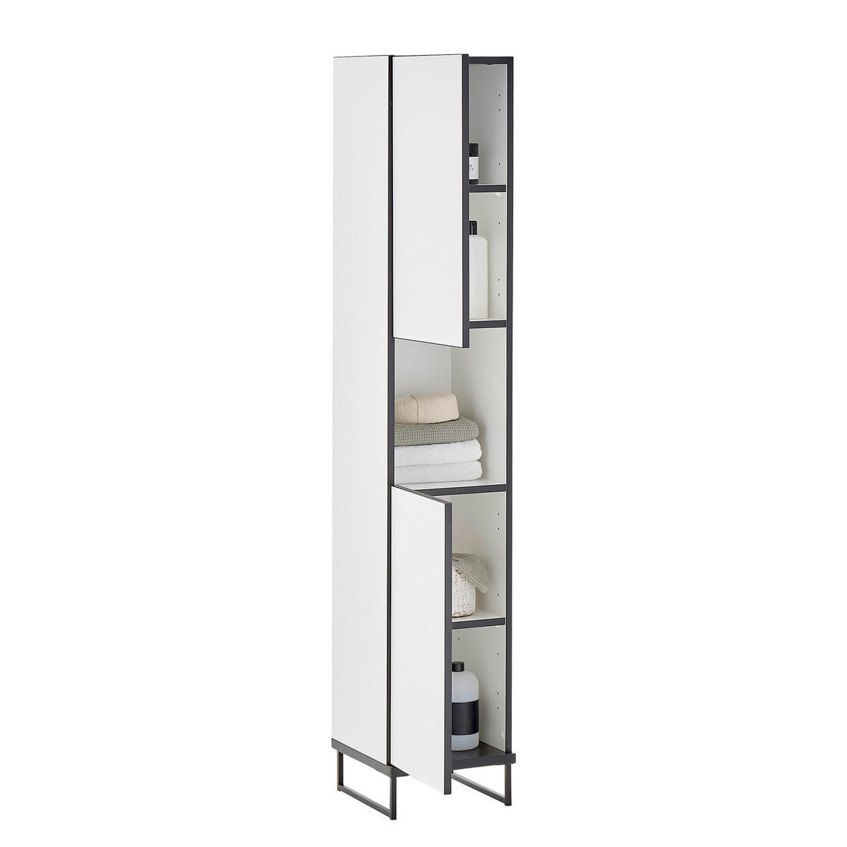 HOCHSCHRANK - Spanplatte - Schwarz/Weiß, Holzwerkstoff/Metall (30/162/31cm) - home24