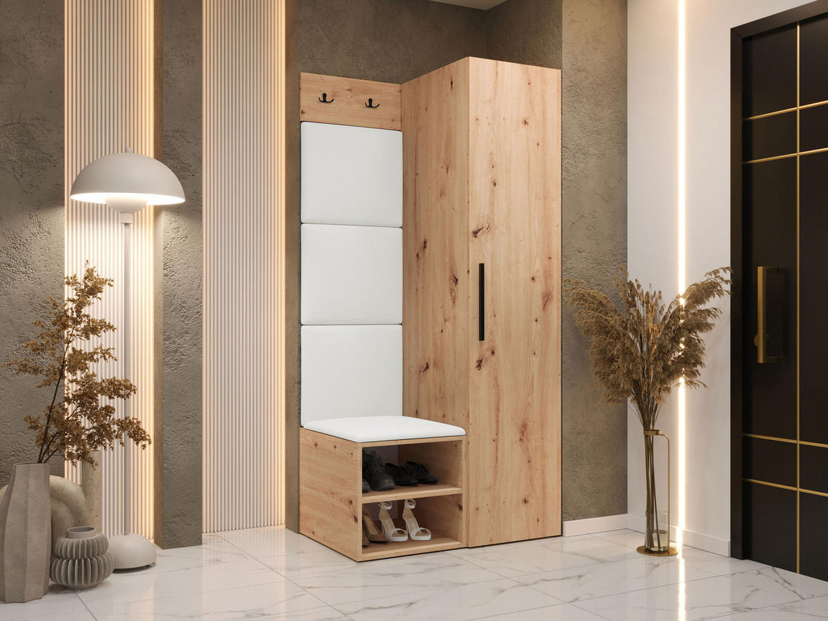 GARDEROBEN-SET Medi III - Schwarz/Weiß, Holzwerkstoff/Kunststoff (40/191/50cm) - MIRJAN24