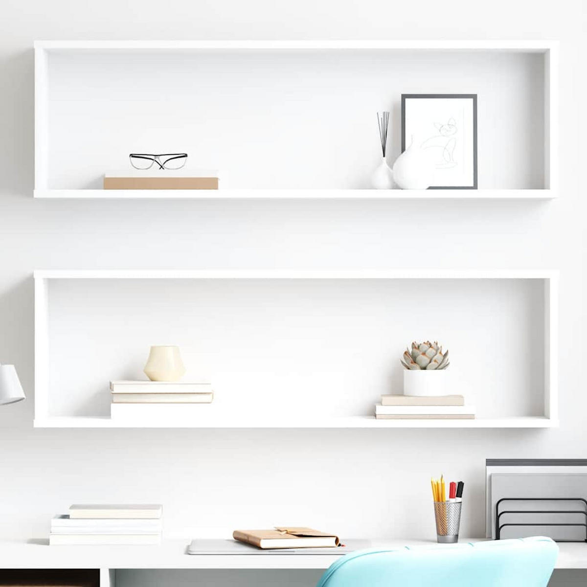 WANDREGALE, 100/15/30 cm, aus Holzwerkstoff, Weiß, 2er-Set - Weiß, Holz (100/30/15cm) - vidaXL