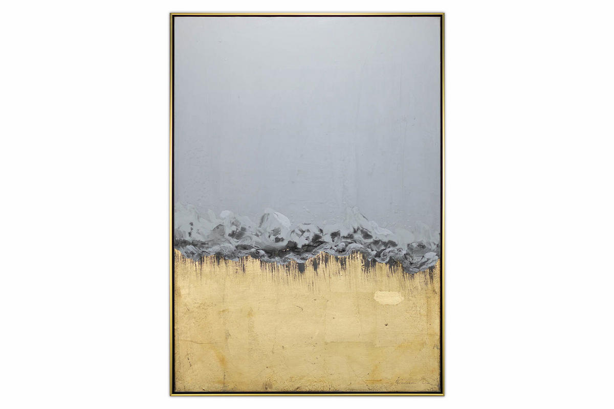 ACRYLBILD HANDGEMALT Beige 78/103 cm - Beige/Goldfarben, Textil (77.5/102.5cm) - KUNSTLOFT