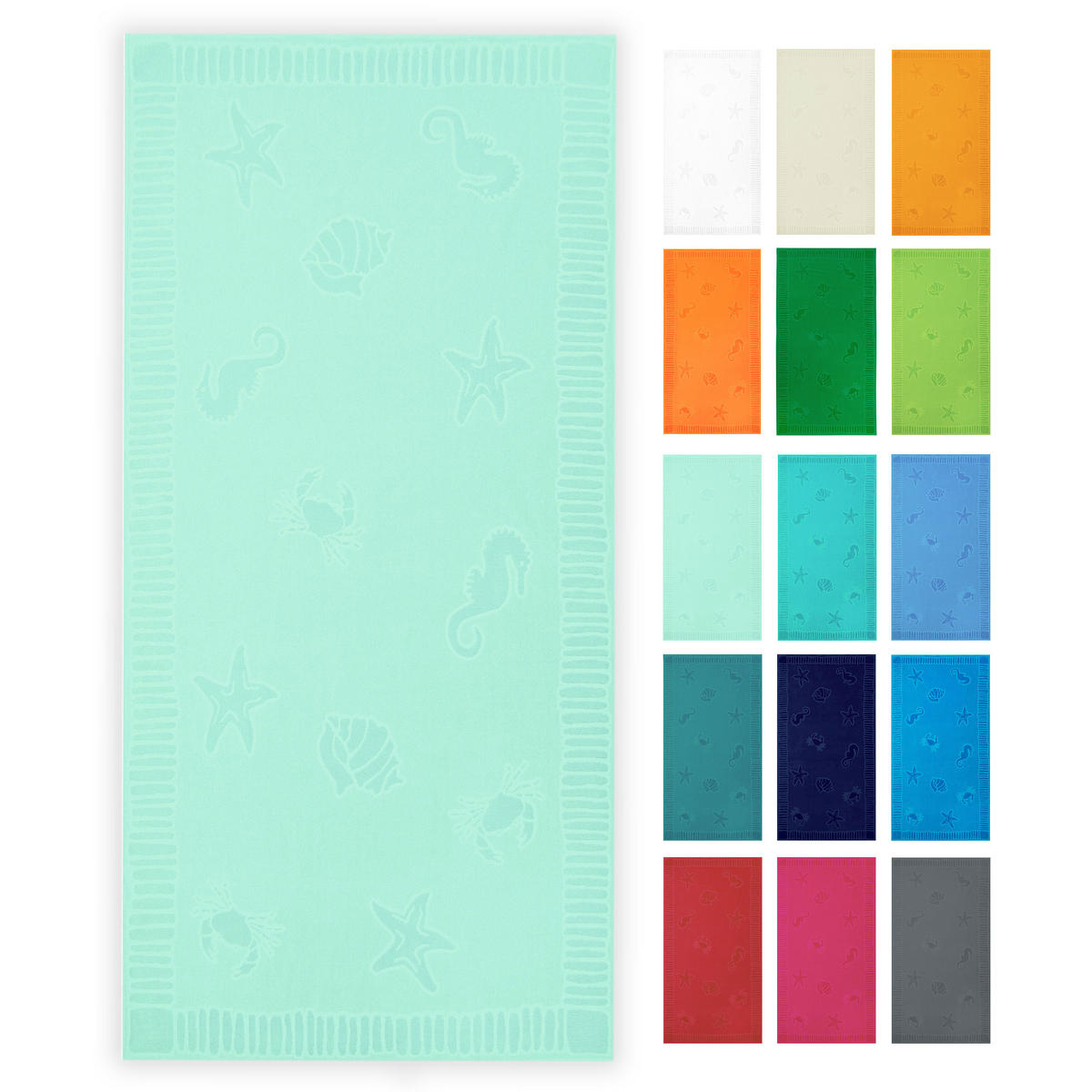 STRANDTUCH, 100x200 cm, 100% Baumwolle, Grün - Hellgrün, Textil (100/200cm) - Zollner