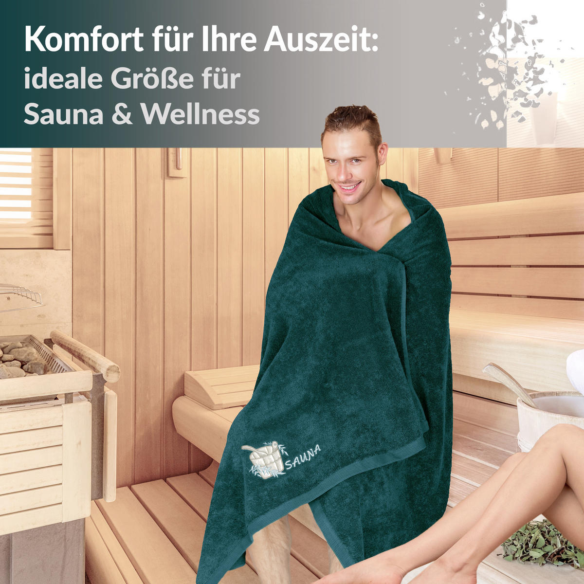 SAUNATUCH Lillby Opal Grün 100x200 cm - Opal, Textil (100/200cm) - Lashuma