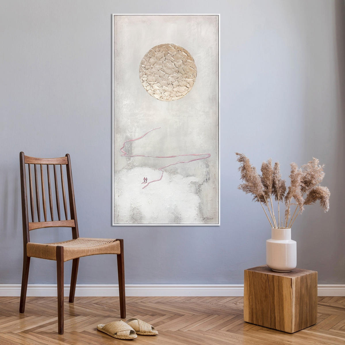 GEMÄLDE Weg zur Sonne Schattenfugenrahmen Weiß 100x50 cm - Weiß, Holz (100/50cm) - YS-art gallery