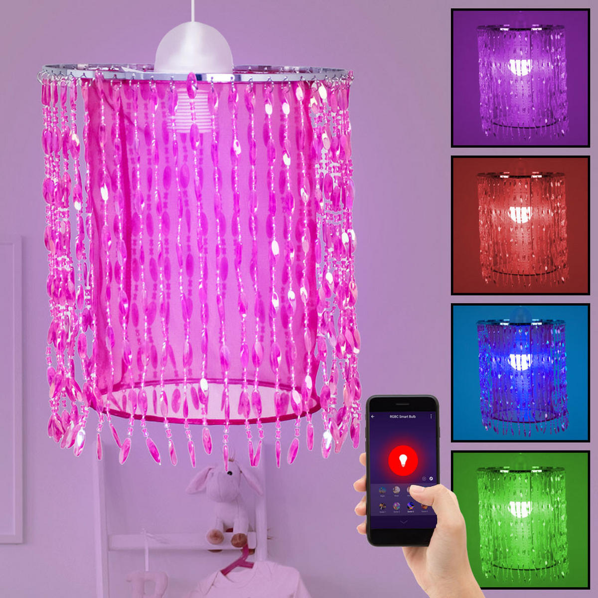 LED DECKENLEUCHTE Metall Rosa Kristalloptik - Rosa, Metall (22.5/22.5/29cm)