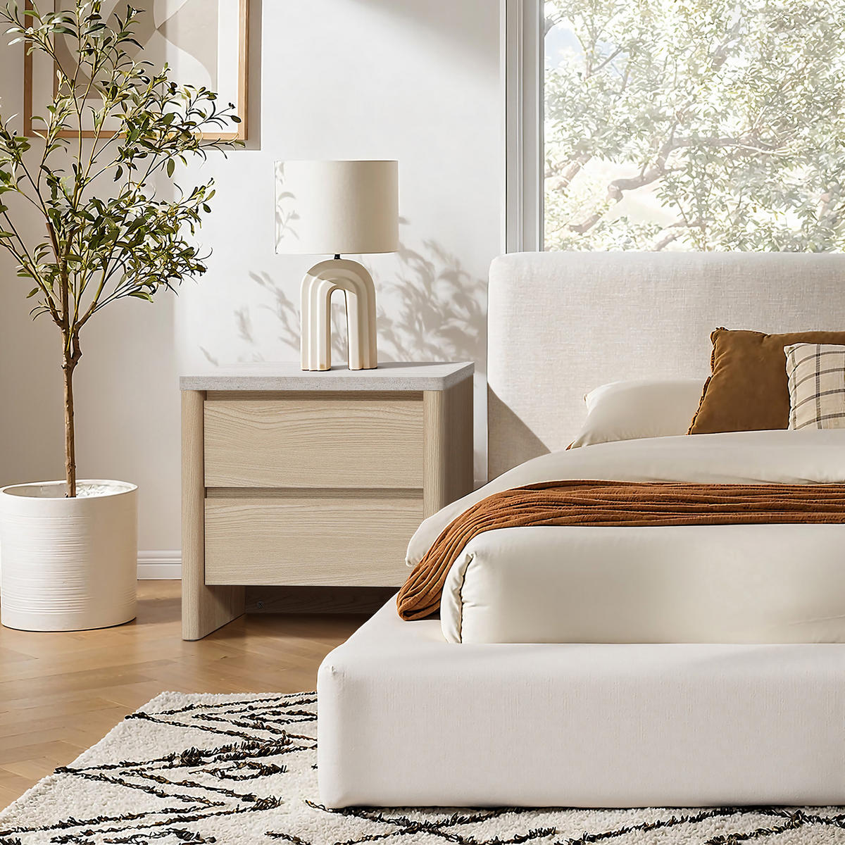 NACHTTISCH Modern mit Schublade & offenem Fach, Holzoptik | B53 x T45 x H50 cm - Braun, Holzwerkstoff (53/50/45cm) - Hometopia