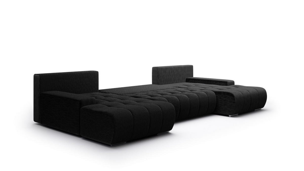 WOHNLANDSCHAFT Vogar In Poso - Schwarz, Holzwerkstoff/Textil (350/85/185cm) - Fun Möbel