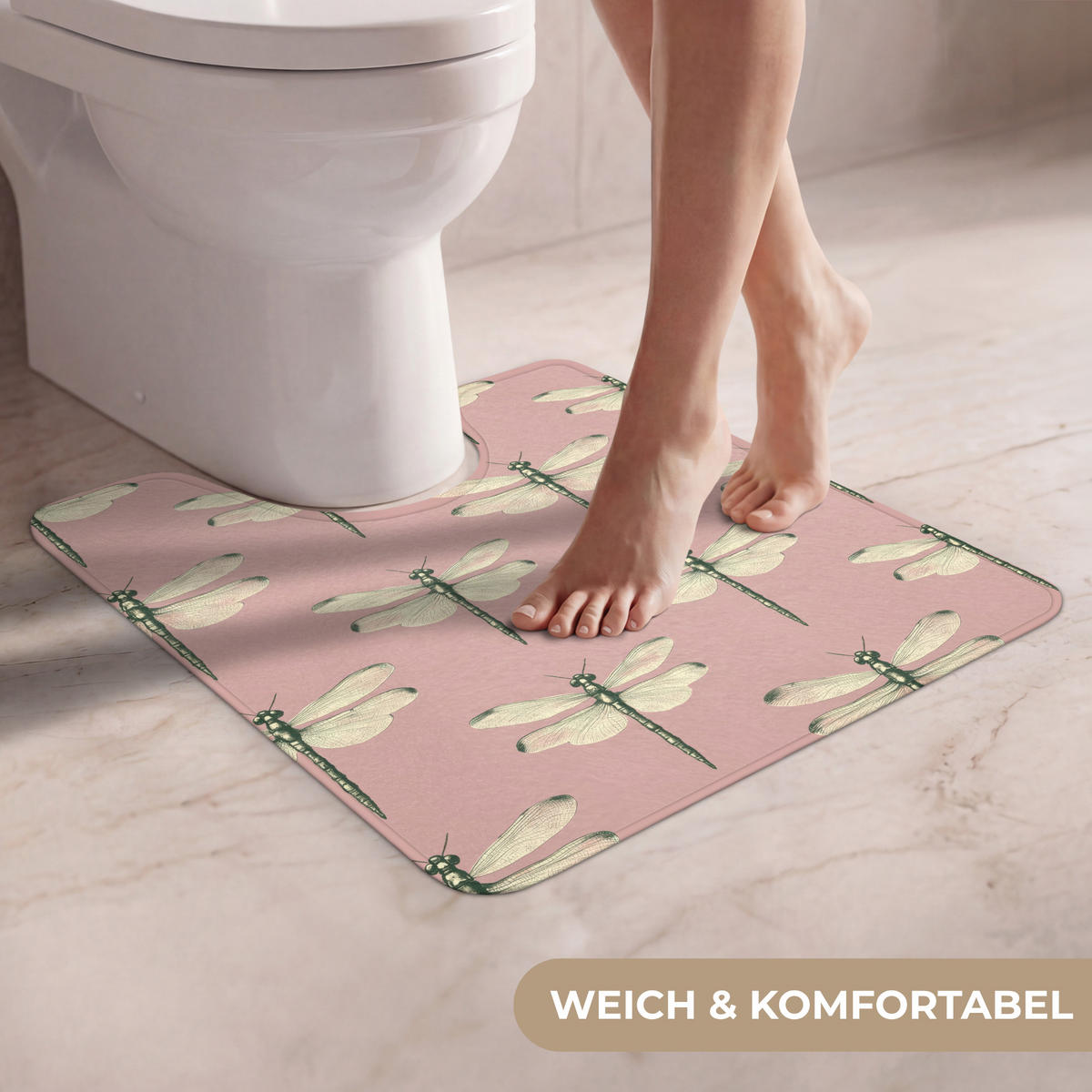 WC-VORLEGER Lillibells - Muster - Rosa Toilettenvorleger 55x60 cm - Rosa, Kunststoff/Textil (55/1cm) - OnlyWow