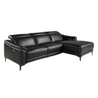 ECKSOFA Rechtes Chaiselongue-Relaxsofa aus schwarzem Leder 272/168/96 cm - Schwarz, Leder (272/168cm) - ANGEL CERDA