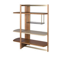 REGAL Linkes rechteckiges aus hellem Nussbaumholz und Holz in Greige-Farbe 140/50/162 cm - Hellbraun/Greige, Glas/Holz (140/162/50cm) - ANGEL CERDA