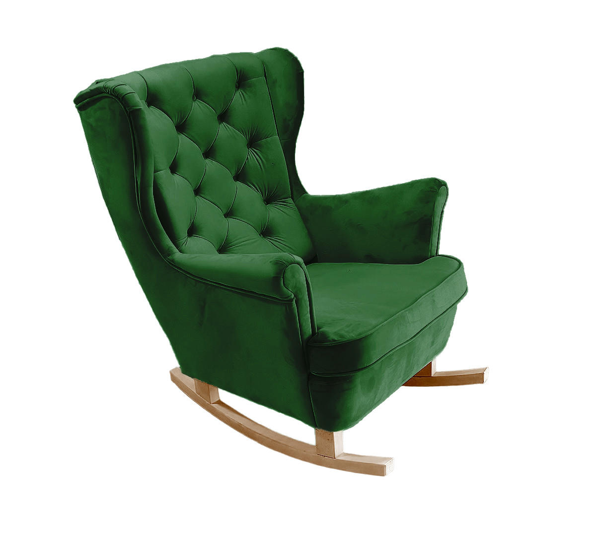SCHAUKELSESSEL mit gepolstertem Sitz und Armlehnen, 102x81x95 cm, Grün_29849 - Buchefarben/Hellgrün, Holz/Textil (81/102/95cm) - DomoHome