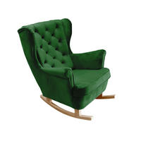 SCHAUKELSESSEL mit gepolstertem Sitz und Armlehnen, 102x81x95 cm, Grün_29849 - Buchefarben/Hellgrün, Holz/Textil (81/102/95cm) - DomoHome