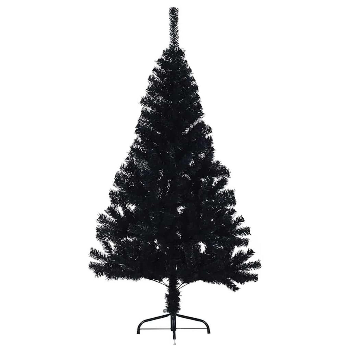 WEIHNACHTSBAUM Künstlicher Vorbeleuchteter Haltbar 68/68/120 cm Schwarz PVC - Schwarz, Kunststoff (120cm) - vidaXL