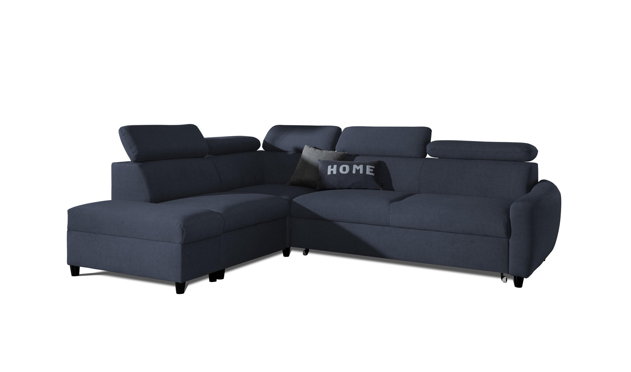 ECKSOFA Schlafsofa Anton In Esito - Dunkelblau, Holzwerkstoff/Textil (265/205cm) - Fun Möbel