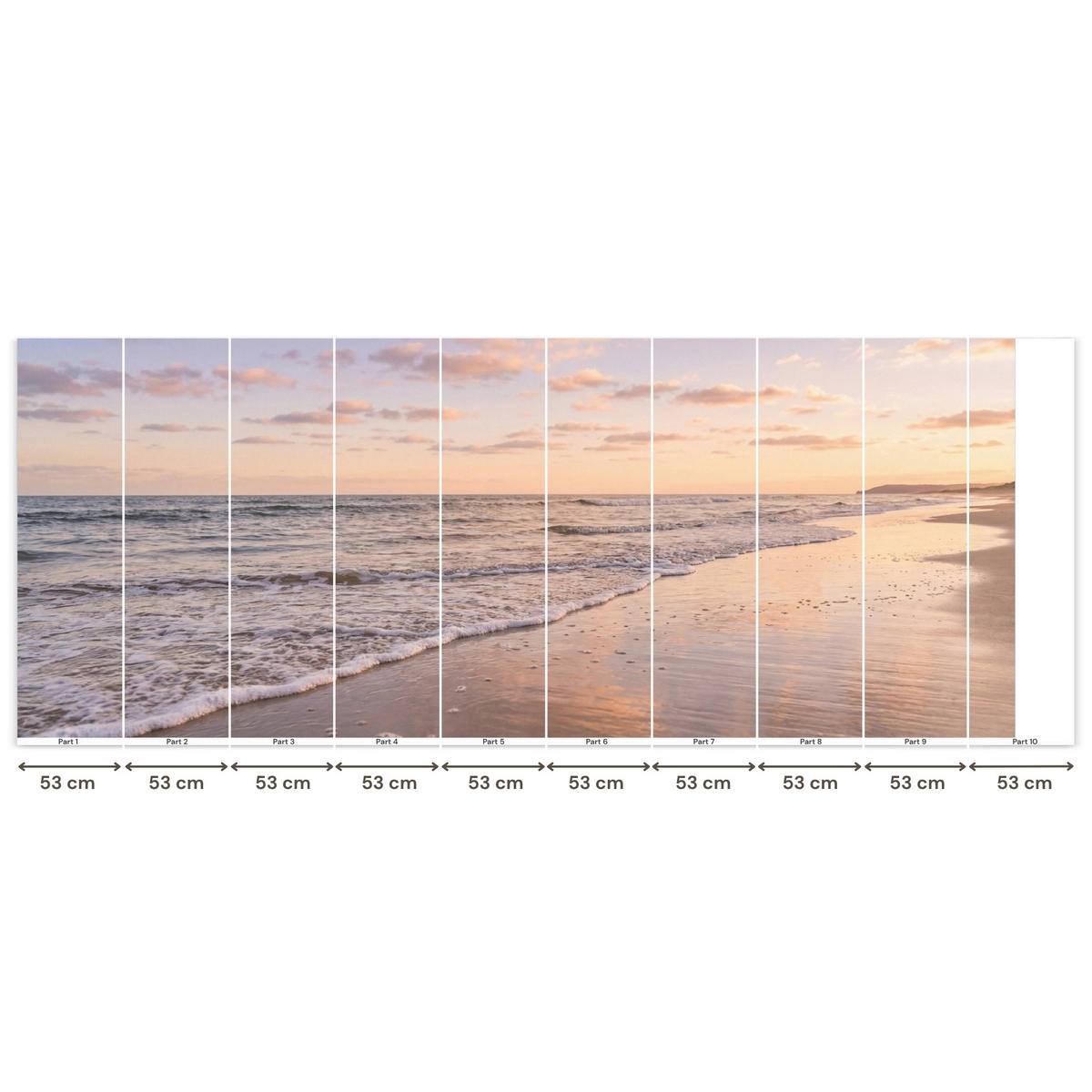 TAPETE - Strand - Brandung - Wolken - 500x200 cm - Hellrosa, Papier (500/200cm) - OnlyWow