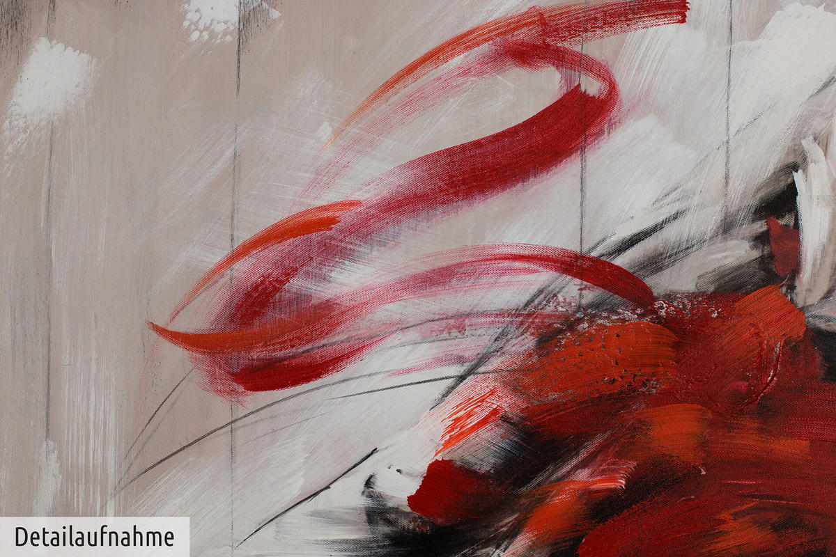 ACRYLBILD HANDGEMALT 90/60 cm - Rot, Holz/Textil (90/60cm) - KUNSTLOFT