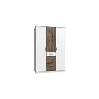 KLEIDERSCHRANK Joker in Weiß Flagstaff Eiche - Drehtürenschrank 3 türig - Weiß, Holzwerkstoff (135/199/58cm)