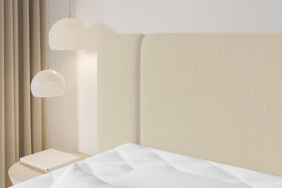 BOXSPRINGBETT mit Matratze H3/H4 - EVON KING - 140x200 cm Beige - Champagner, Holzwerkstoff (140/200cm) - ALTDECOR