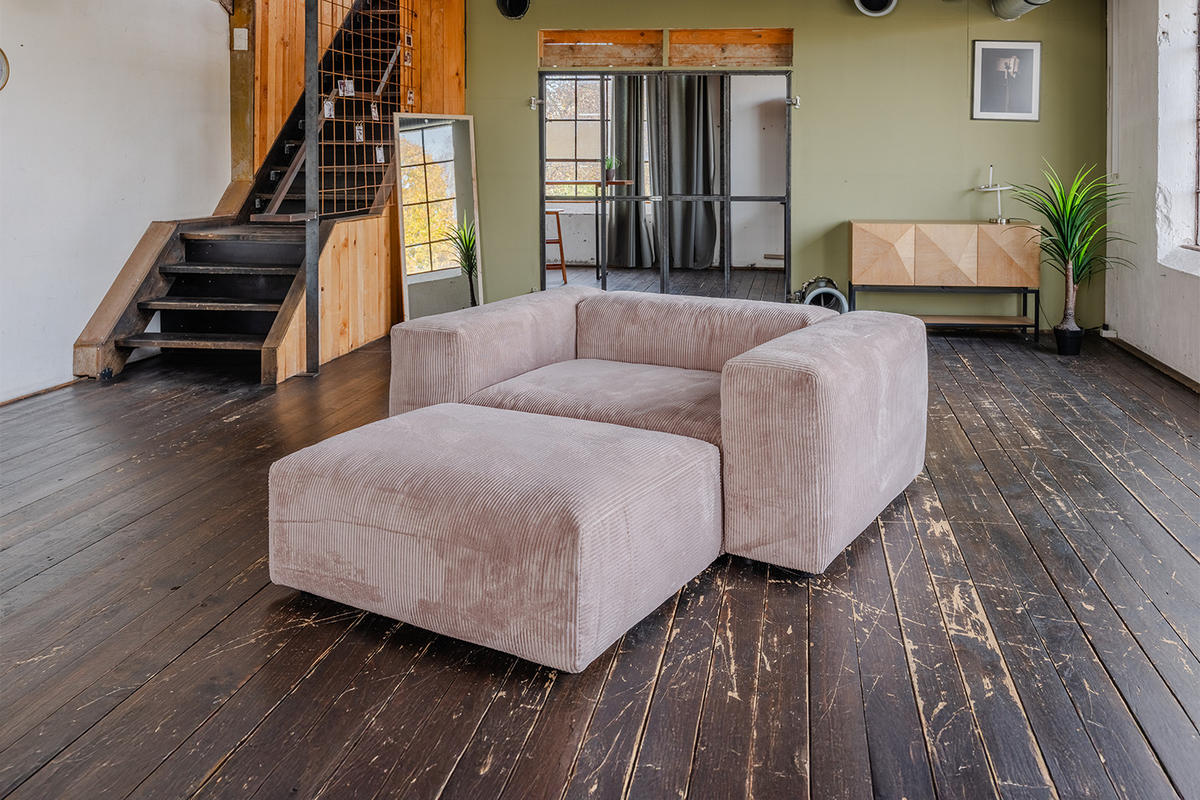 MODULSOFA MIA Taupe Cord - Taupe/Schwarz, Kunststoff/Textil (306/72/120cm) - KAWOLA