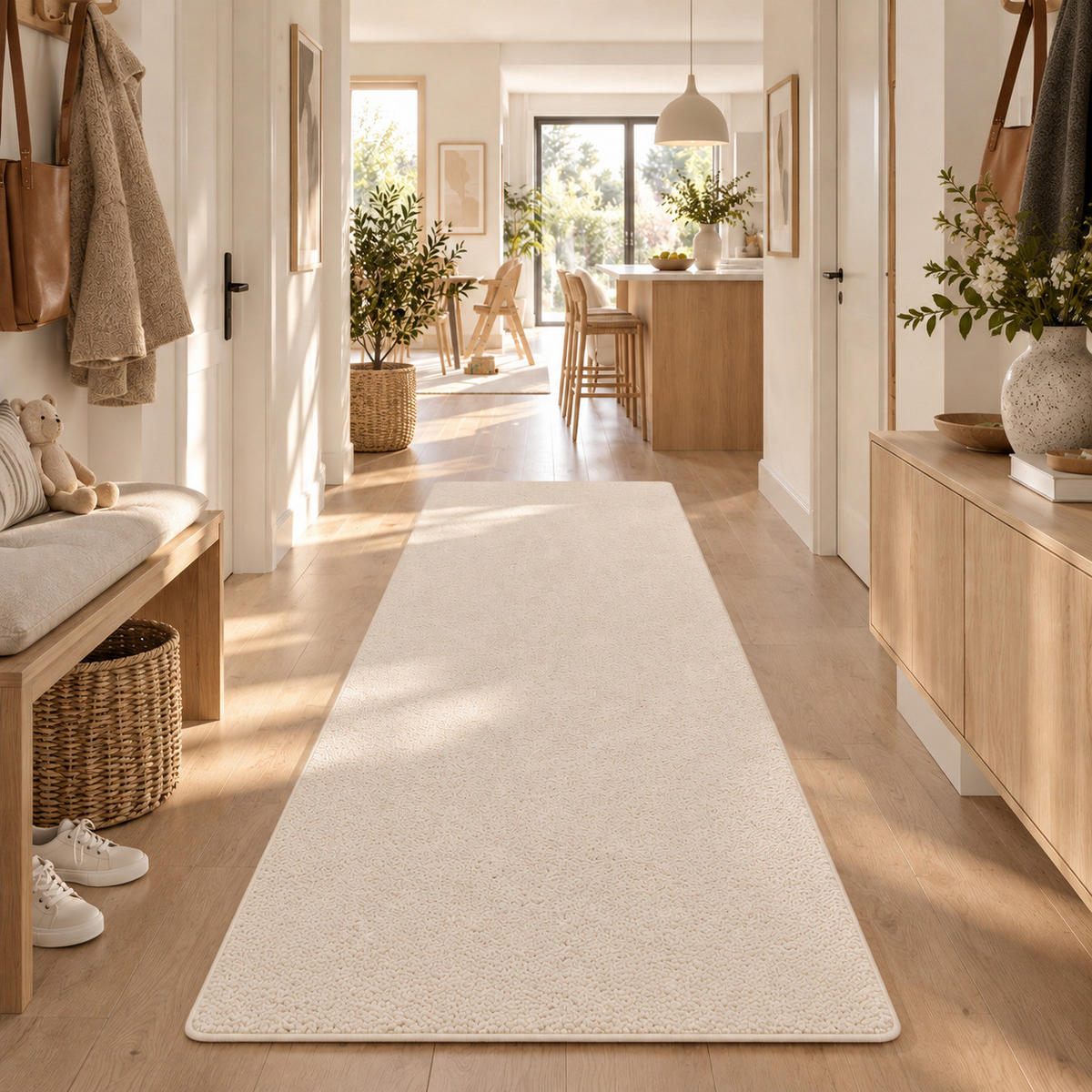NATUR TEPPICH LÄUFER WOLLE BERBER - Ecru, Textil (80/160cm) - Snapstyle