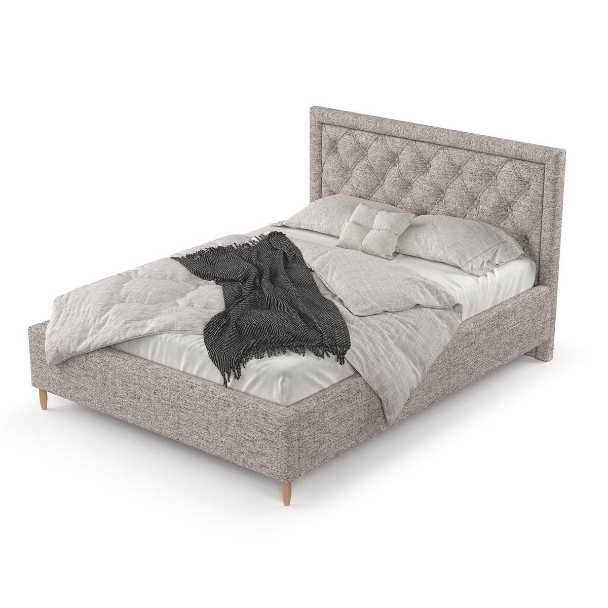 POLSTERBETT Lido 120/200 cm Beige im Neve Stoff - Beige/Naturfarben, Holz/Holzwerkstoff (120/200cm) - AltaBeds