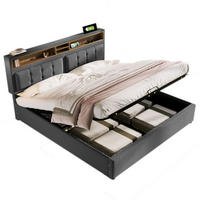 POLSTERBETT 140/200 cm Grau aus Leinen mit Matratze und Stauraum - Grau, Textil (140/200cm) - OKMYHOME