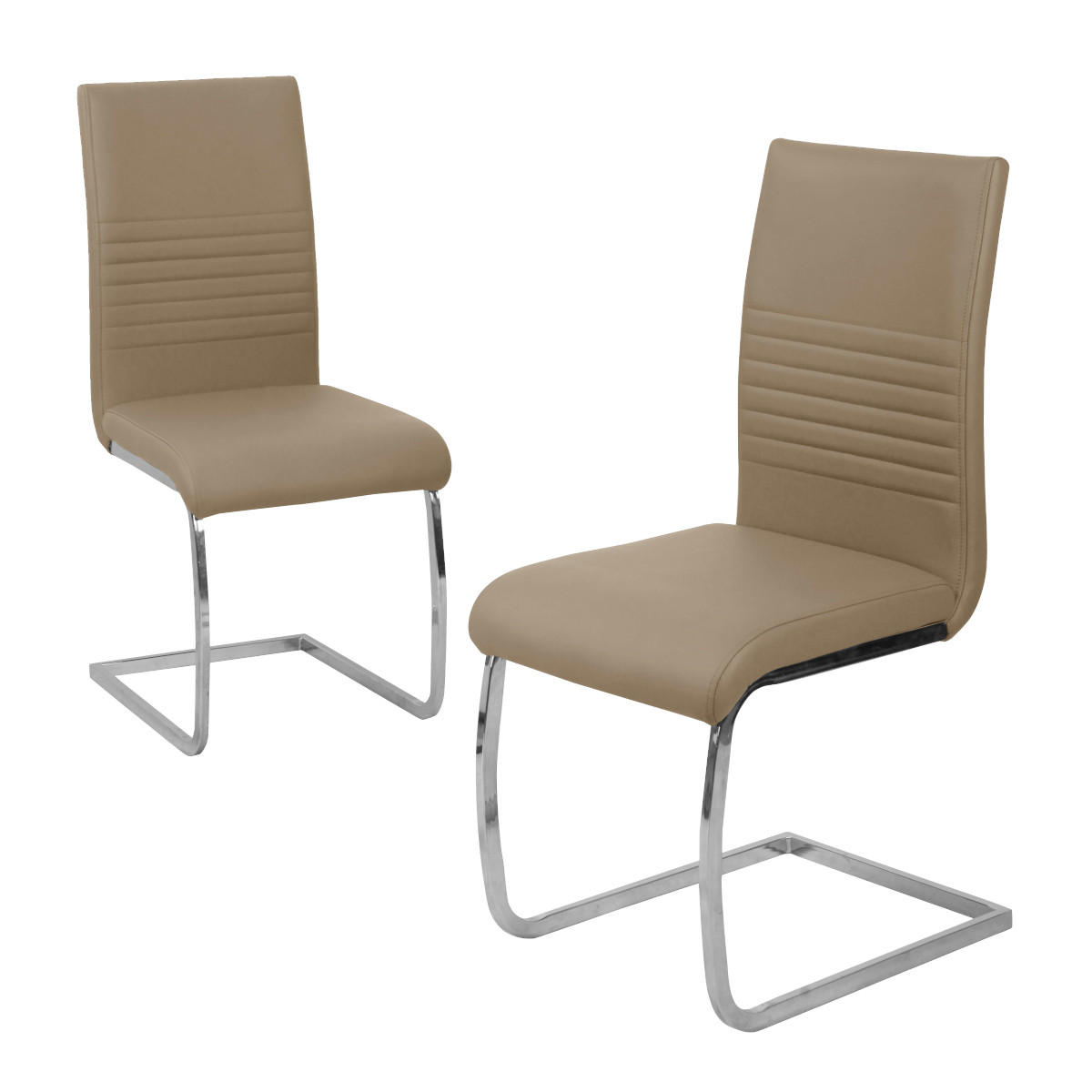 SCHWINGSTUHL LUCY Freischwinger 2er Set Kunstleder Taupe - Beige, Textil (43/98/49cm) - SVITA