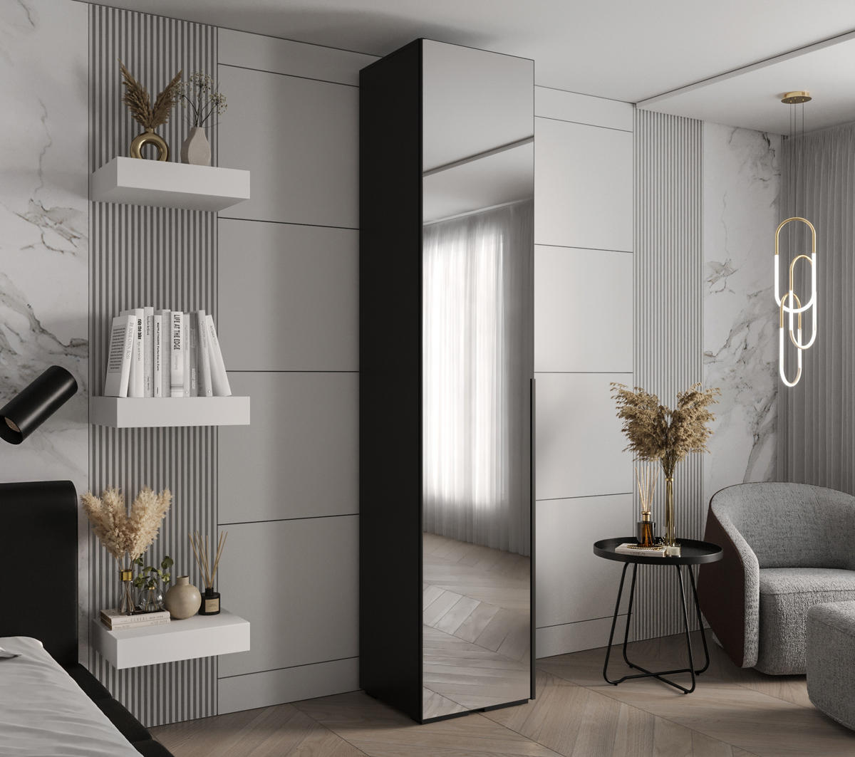 DREHTÜRENSCHRANK 236.7/50/47 1-türig - Schwarz, Holz/Metall (50/236.7/47cm) - Abiks Möbel