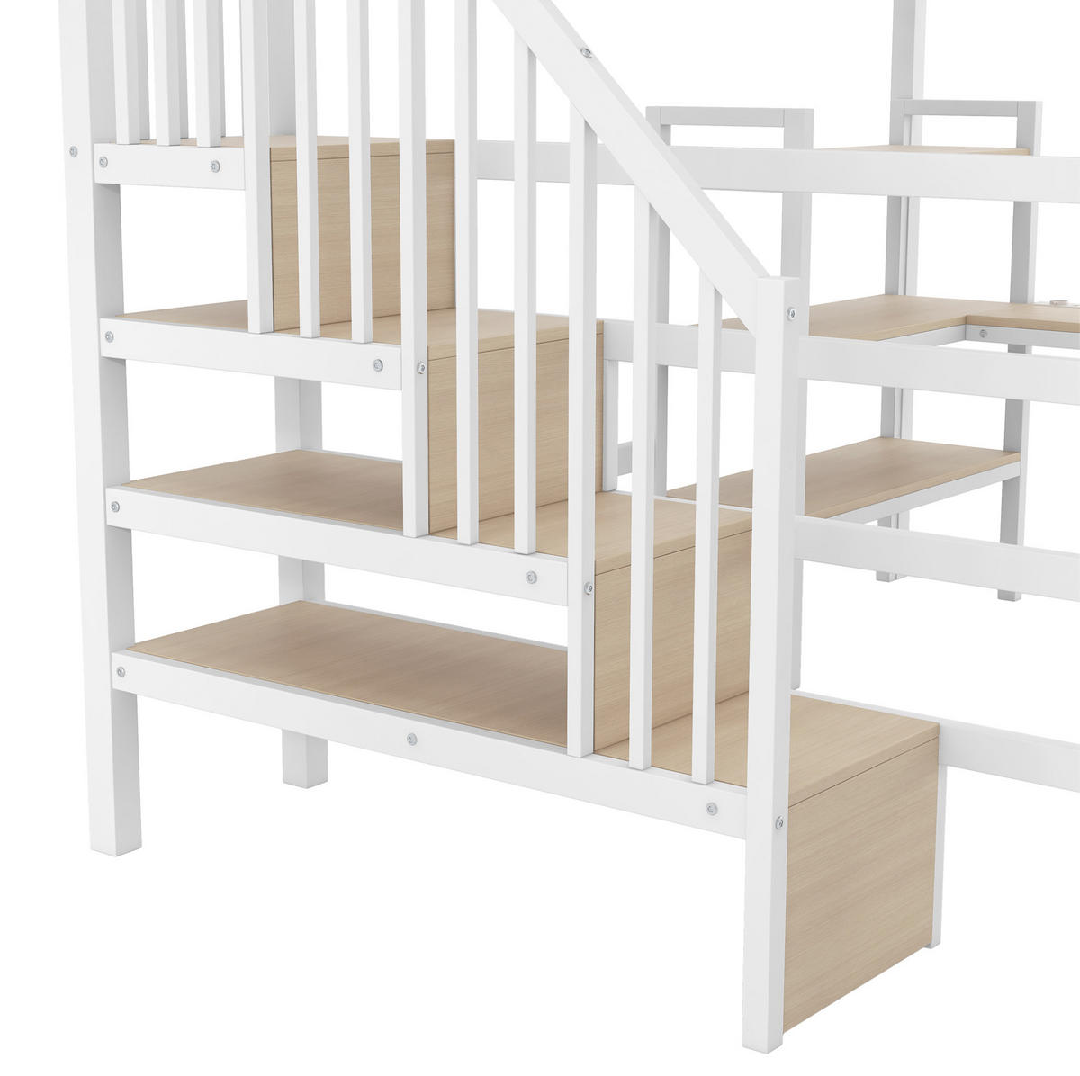 HOCHBETT 140/200 cm Weiß mit Schreibtisch und LED - Weiß, Metall (140/200cm) - MIVRAY