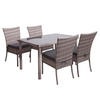 POLY-RATTAN GARNITUR Grau, Braun, Anthrazit 5-teilig-Set - Anthrazit/Braun, Kunststoff - MCW