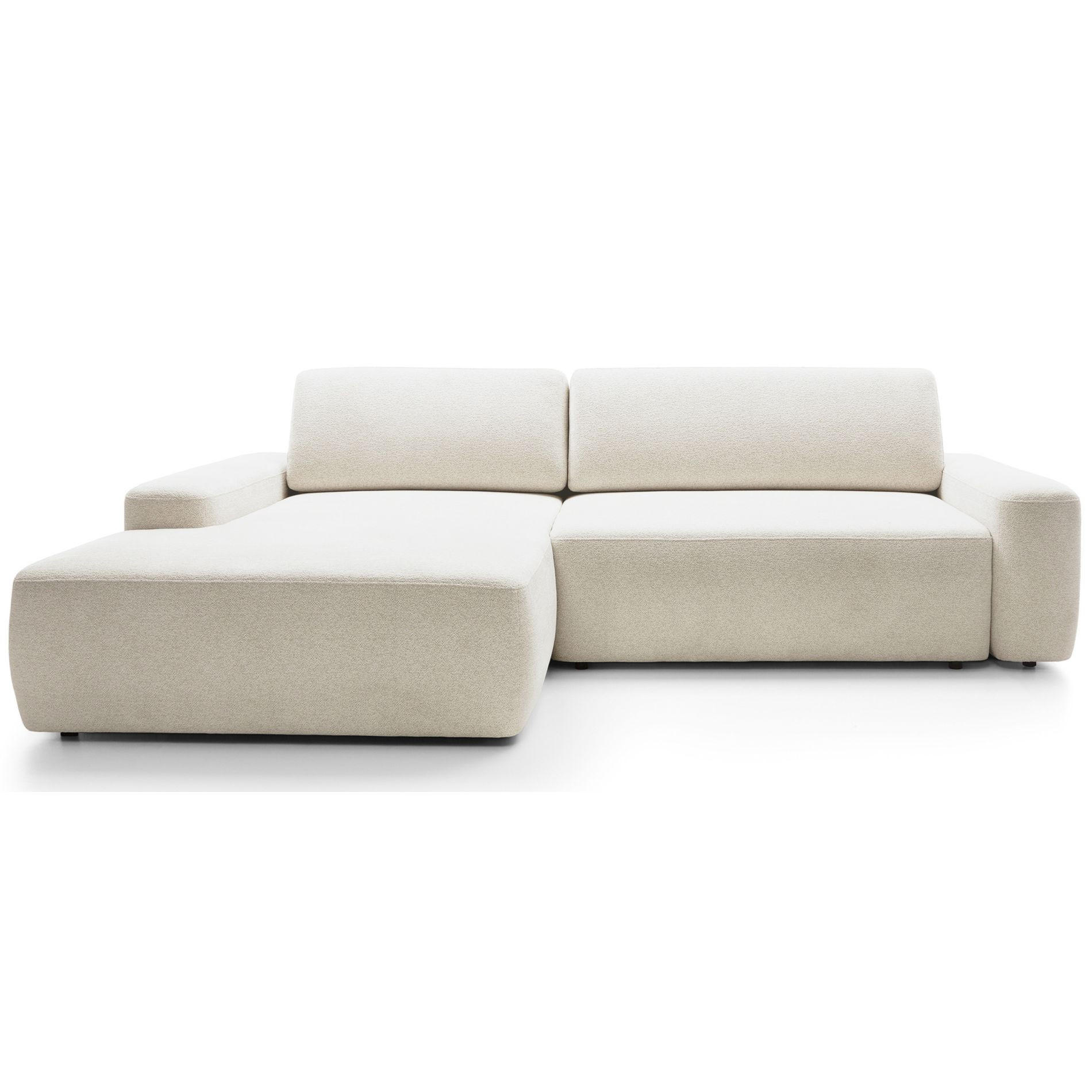 ECKSOFA Baleo Creme Chenille-Bezug - Creme/Schwarz, Kunststoff/Textil (264/162cm) - Selsey