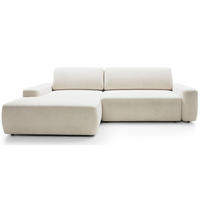 ECKSOFA Baleo Creme Chenille-Bezug - Creme/Schwarz, Kunststoff/Textil (264/162cm) - Selsey